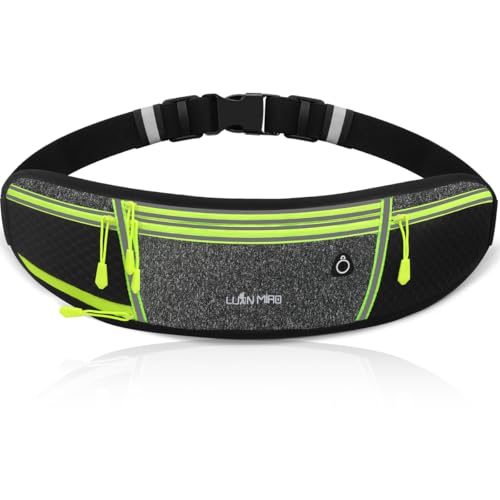 Running Belt for Women & Men Water Resistant Fitness Waist Pack with Phone Pocket & Water Bottle Holder Adjustable Reflective Jogging Belt for Running, Hiking, Gym (Gray Black) - color: Gray Black