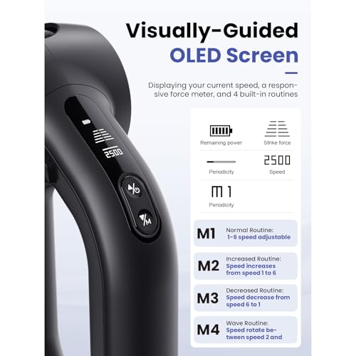 BOB AND BRAD D6 Pro Plus Massage Gun with Heat, Deep Tissue Percussion with 16mm Amplitude, Professional Muscle Massager Gun for Athletes, Quiet Electric Handheld Massager - color: Lava Black