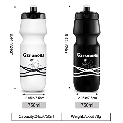 Bike Squeeze Water Bottles 24oz Bicycle Mtb Road Mountain Bottle - color: Black+Black, size: 2‑Pack
