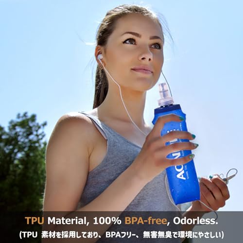 Azarxis TPU Soft Flask Collapsible Water Bottles BPA-Free 250ml 350ml 500ml for Hydration Vest Pack Running Hiking Cycling Climbing - color: 500ml / 16.9oz