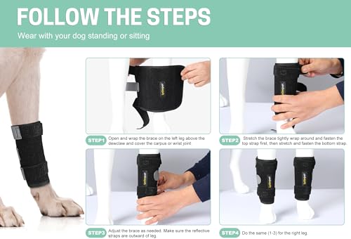 Dog Leg Brace Front Wrist or Carpal Support for Canine Dogs, Brace Compression Wraps with Metal Splints, Prevents Ankle Injuries&Sprains, Helps with Loss of Stability Caused by Arthritis - size: S/M (Pair)