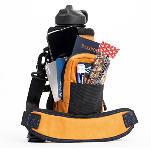 Arca Gear 40 oz Hydro Carrier - Insulated Water Bottle Sling w/Carry Handle, Shoulder Strap, Wallet and Two Pouches - The Perfect Flask Accessory (Sunrise Orange) - color: Sunrise Orange