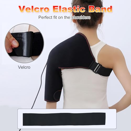 Heated Shoulder Brace with Massager Portable Electric Heating Pad - color: Left