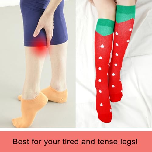 Junely Compression Socks for Women Knee High Funny Socks - color: A3-strawberry
