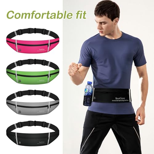 SooGree Running Belt Fanny Pack for Women Men Waterproof Waist Pack Runners Bag Slim Money Belt Phone Holder for Sports Hiking Traveling Adjustable Strap Workout Pouch Lightweight Walking Jogging - color: Green, size: 1192