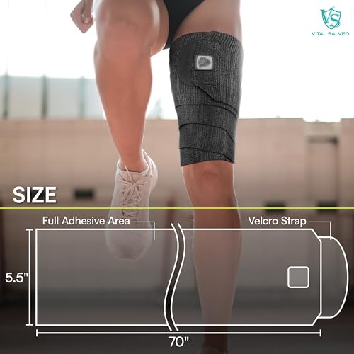 Vital Salveo Elastic Breathable Thigh Wrap,Adjustable Compression for Alleviating Stiffness and Fatigue Targeted Muscle Support for Sports, Gym & Daily Recovery (1 PC)/5.5"* 70" - size: Leg 5.5"*70"(1PC)