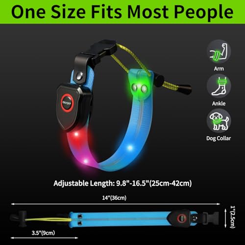 Taximi LED Armband for Running, High Visibility Reflective Running Lights for Runners, USB Rechargeable Light Up Arm Bands for Men Women Kids Night Cycling Walking Jogging - color: Blue