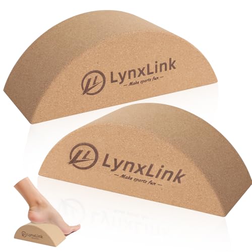 2 Pack Half-Moon Calf Stretcher | Foot Stretcher for Plantar Fasciitis, Cork Yoga Block, Foot & Leg Muscle Stretching - Ideal for Athletes, Yoga Practitioners & Pain Relief
