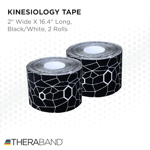 THERABAND Kinesiology Tape, Shoulder & Knee, 2 Rolls, Black/White - color: Black/White, size: 2" x 16.4, style: 2 Rolls