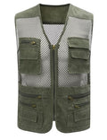 Gihuo Men's Utility Vest Fishing Safari Vest Summer Travel Vest with Pockets - color: Green, size: Large