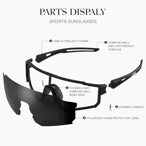 Polarized Sports Sunglasses Men Women for Running UV400 Protection - color: Ice Blue/Pink/Orange