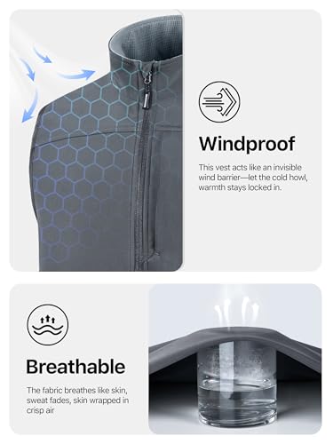 FREE SOLDIER Men's Lightweight Golf Vest Outerwear Windproof Sleeveless Softshell Jacket Running Vest - color: Gray, size: 3X-Large