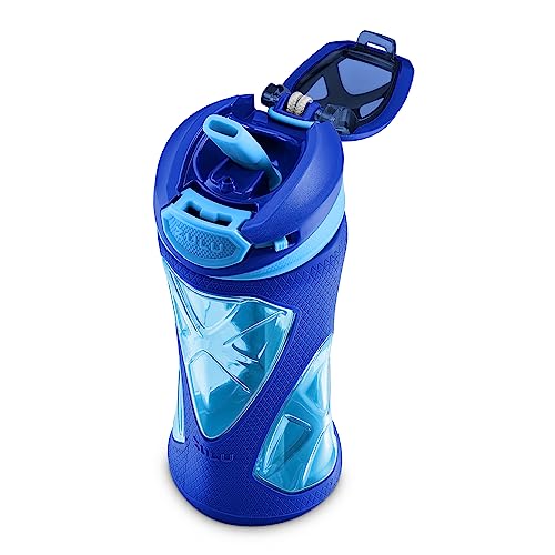 ZULU Torque 16oz Plastic Kids Water Bottle with Silicone Sleeve, Mojo Blue - color: Mojo Blue, size: 16 Ounces, style: Single