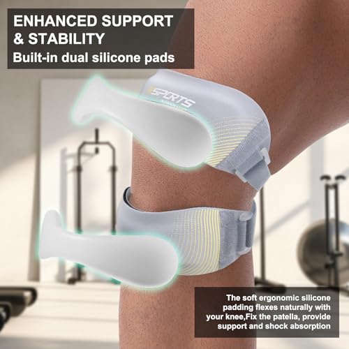 NuCamper Patellar Tendon Support Strap, Adjustable Patella Band Knee Brace for Men & Women Relief Knee Pain, Patella Stabilizer Knee Straps for Running, Basketball, Tendonitis, Jumpers Knees Gray - color: Gray