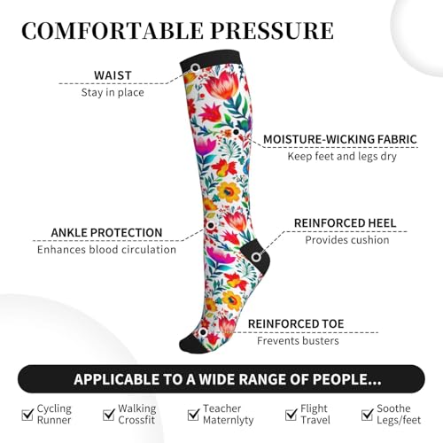 Camo Print Compression Socks Calf Knee High Support Socks Novelty For Women Men Nurse Athletic Running Hiking Travel - color: Mexican