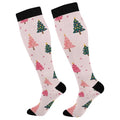 Snowflake Red Christmas Compression Sock for Women Men Funny Support Knee High Socks Running,Nurses,Travel - color: Cute Tree With Light