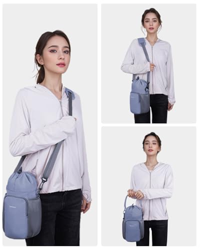 sportsnew Large Water Bottle Bag for 32/40/64oz Cup & Tumbler,Crossbody Insulated Cup Sleeve Bottle Holder Carrier with Strap - color: Gray