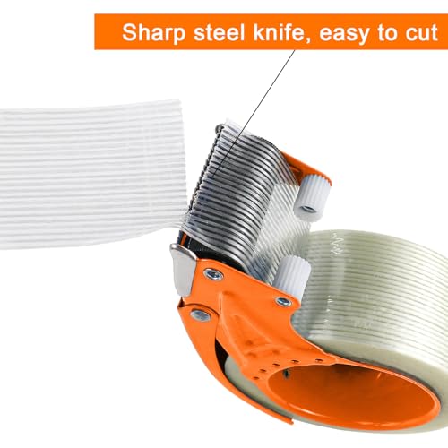 BOMEI PACK Metal Packing Tape Dispenser, 2inch Heavy Duty Handheld Heavy Tape Dispenser, 2Pcs, Orange