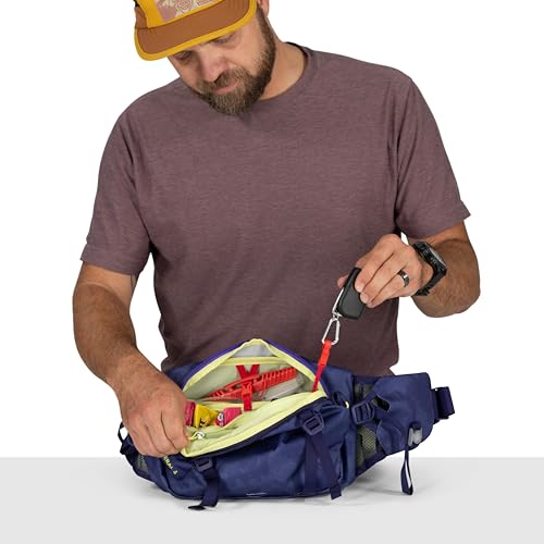 Osprey Seral Biking Waist Pack with Hydraulics Reservoir for Men & Women, Hydration Belt with Water Bladder - color: Botswana Purple Dust Print, style: 4l