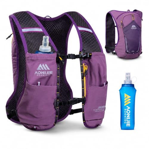AONIJIE Running Hydration Vest for Men Women 500ml Soft Flask Water Bottle - color: Purple, size: 500ml