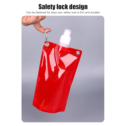 Water Bag 650ml Leak-Proof Foldable Flask with Strap - color: Red