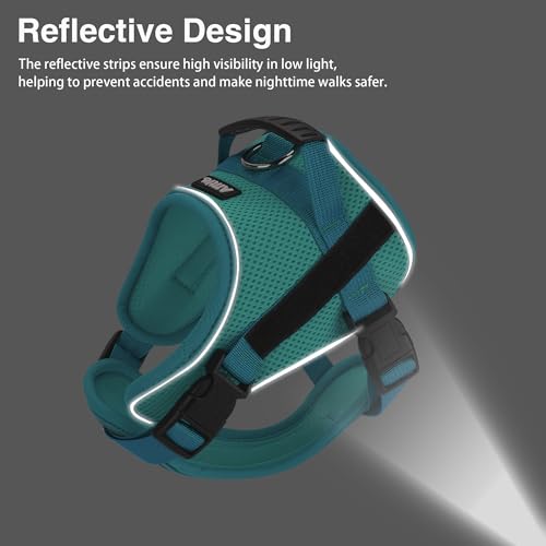 AIITLE No-Pull Dog Harness Reflective Mesh Vest Adjustable, Green S - color: Green, size: S