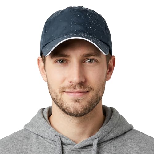 Waterproof Baseball Cap Running Hat Mens Womens Rain Hat Quick Dry Golf Hat with Sweatband Outdoor Breathable Sports Cap - color: Navy Blue