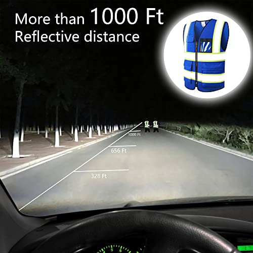 Safety Vest for Men Women Reflective Construction Vest Hi Vis ANSI Standard - color: Blue-h, size: 3X-Large