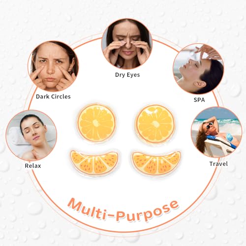 4PCS Gel Eye Ice Pack Set Reusable, Cold and Hot Compress for Eyes - color: Oranges