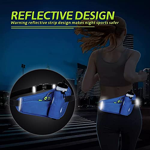 Running Waist Pack Can Hold Water Bottles,Outdoor Sport Hiking Waist Pack Bag for Men Women Travel Cycling Dog Walking(Bottle Not Included) (Blue) - color: Blue