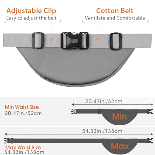 Large Fanny Pack for Women Men - Syican Waist bag with 3-Zipper Pockets - color: Gray