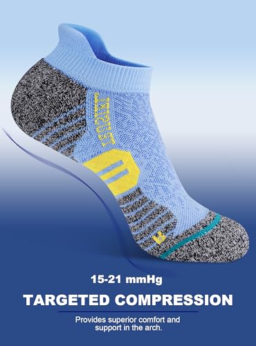 Trusiel Ankle Compression Socks for Women Running Moisture Wicking 5 Pairs - color: Pink Yellow Purple, size: 6-9