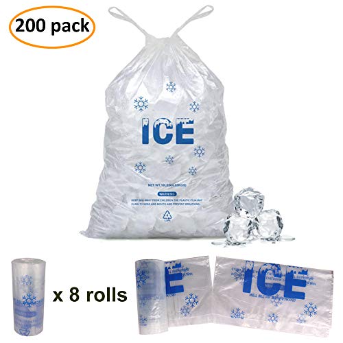 200 PACK 10 lb. Drawstring Ice Bags 12 x 21 Inch Heavy-Duty - style: 12x21inch(200pack)