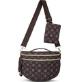 Makes Checkered Crossbody Bag Bum Bag for Women with Pouch - color: Puffer Coffee Flower