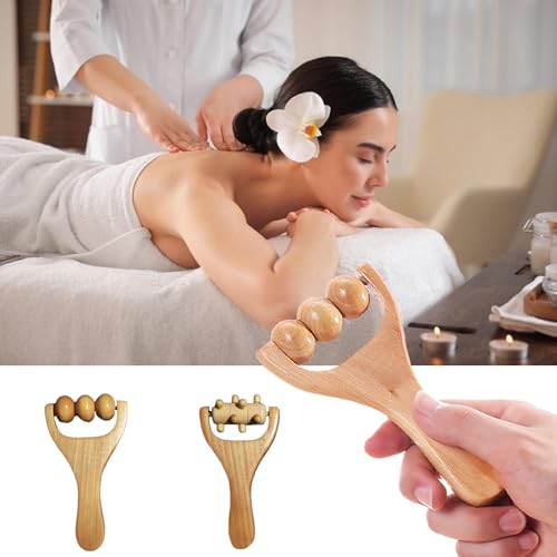 Natural Wood Massage Roller Natural Wood Massager Handheld Body and Face Massager Wellness Massage Equipment
