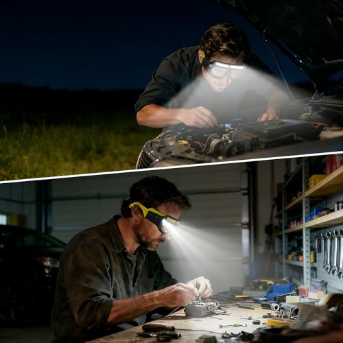 LED Headlight Glasses Rechargeable Headlight Glasses with Motion Sensor & Touch Control, Adjustable Safety Eyewear - color: Yellow-2