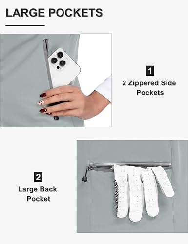 Little Donkey Andy Women's Short Sleeve Golf Jacket Lightweight Water Resistant Quick Dry Running Vest with Zipper Pockets - color: Light Grey, size: X-Small