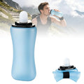 Handheld Running Water Bottle 350ml, Collapsible Silicone Water Bottle with Strap, Leak-Proof, for Running, Hiking, Cycling, Travel (Blue) - color: Blue