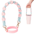 Water Bottle Handle Strap Compatible with Owala & Stanley Cups - color: Flower Pink