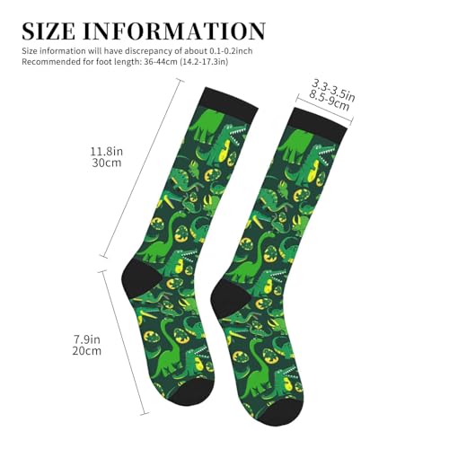 Compression Socks Knee High Circulation Support Socks For Women Men Athletic Running Work Hiking Cycling Travel - color: Dinosaur