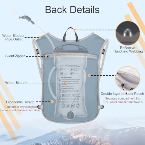 Running Vest Hydration Backpack for Men Women, Lightweight Breathable Hydration Packs, Adjustable Chest Straps Daypack, Reflective Water Running Vest for Marathon, Trail, Hiking, Cycling - color: Blue