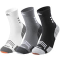 Mens Compression Running Socks: 360° Targeted Support Secure Fit - color: A-white Gray Black, size: 6-9