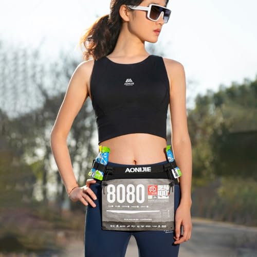 TRIWONDER Running Bib Holder Race Belt Runner Bib Strap Race Number Belt for Triathlon, Marathon, Running, Cycling (Black) - color: 01 Black