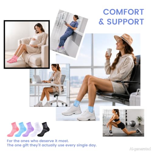 IRAMY Ankle Compression Socks Women Men Plantar Fasciitis Relief 3/5 Pairs - color: Macaron Mix(5 Pairs), size: Large
