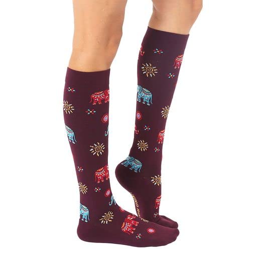 Living Royal Compression Socks - Graduated Compression 15-20mmHg, Padded Cushion Bottom Fun Socks, Moisture-Wicking - color: Elephant