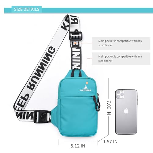 Peicees Mini Crossbody Sling Bag Chest Bag Dual Pocket Water Resistant Fanny Pack Running Phone Holder for Men Women Workout Travel, Lake Blue - color: Lake Blue