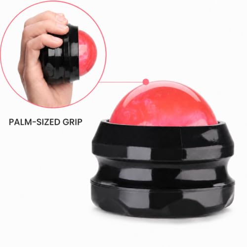 Manual Massage Roller Ball - Massager and Therapy Tool for Sore Muscles, Shoulders, Arms, Neck, Back, Feet, Body, Deep Tissue, Stiffness, Joint Pain, Stress Relief - color: Pink
