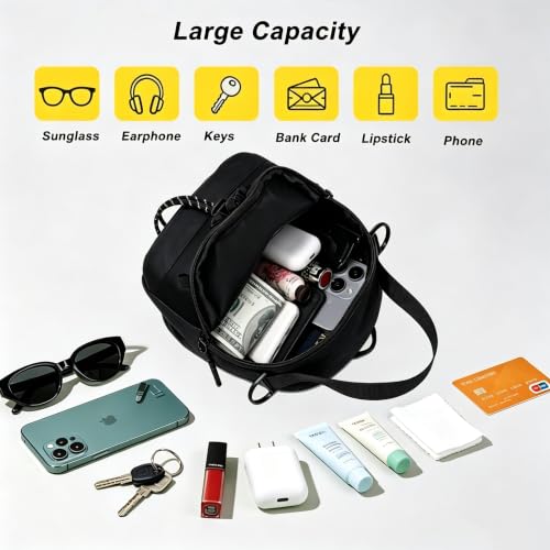 Water Bottle Carrier Bag with Strap, Water Bottle Holder Crossbody Backpack Handbags for Women Men for Hiking - color: Black