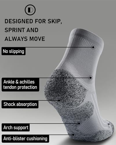 Quarter Compression Socks for Men Women, Cushioned Running Hiking Socks - color: Grey (4 Pairs), size: Medium