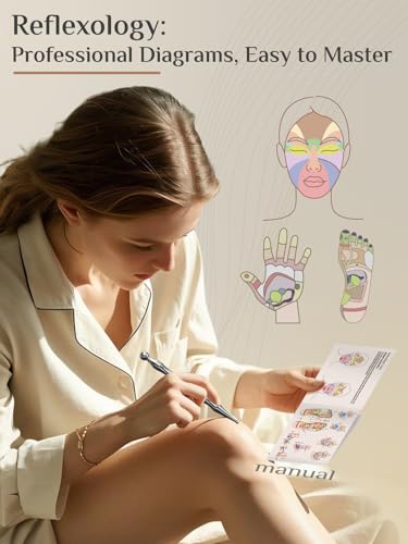 Rena Chris Acupuncture Pen and Gua Sha, Manual Reflexology Tools for Muscle Tension and Pain Relief, Acupressure Pen and Stainless Steel Gua Sha Set with Reflexology Chart, Easy to Use - size: 2 Piece Set